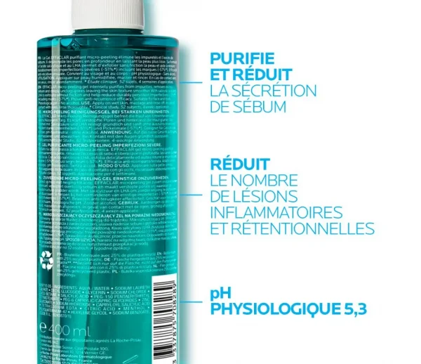 LA ROCHE-POSAY EFFACLAR gel purifiant micro-peeling 400ml – Image 3