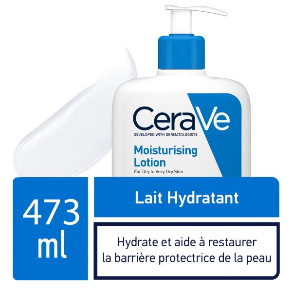 CERAVE Lait Hydratant Léger Peau Sèche à Très Sèche, 473ml