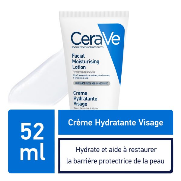 CeraVe Crème Hydratante Visage Peau Normale à Sèche, 52ml