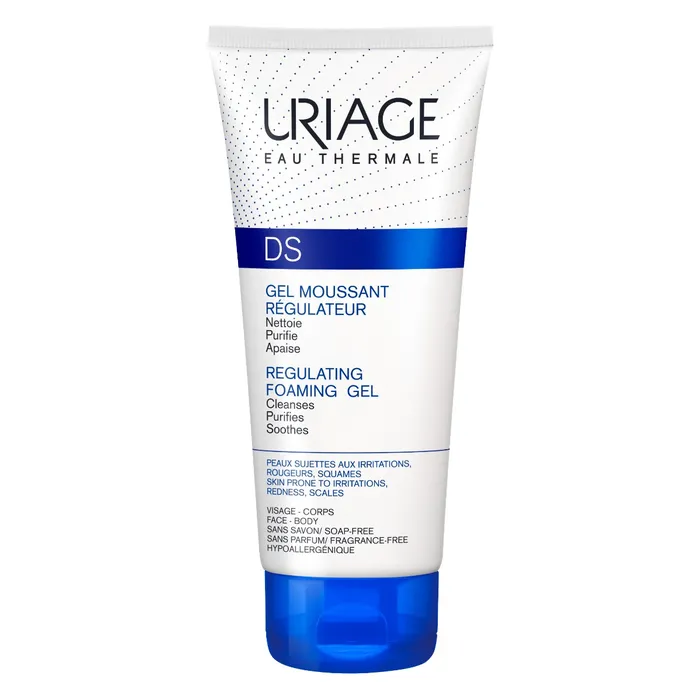 Uriage DS - Gel Moussant Régulateur - Visage et Corps - Peaux Irritées, 150ml