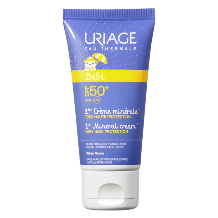 uriage 1ère Crème Minérale SPF50+ - Visage et Corps - Peaux Fragiles, 50ml