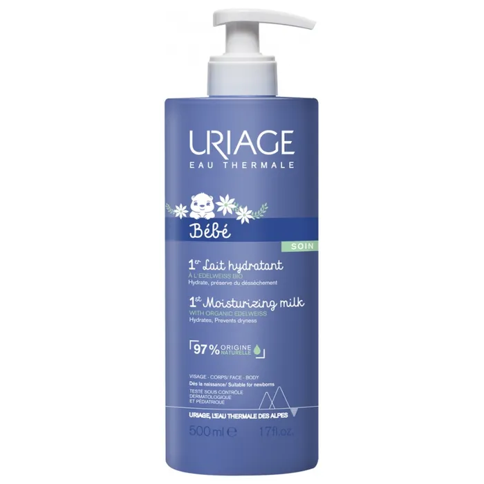 Uriage - BEBE - 1er Lait Hydratant - Visage et Corps - Tous Types de Peaux, 500ml