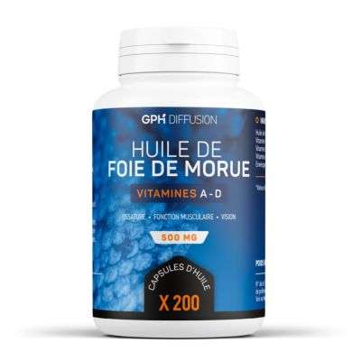 GPH, Huile de Foie de Morue 500mg 200 Capsules