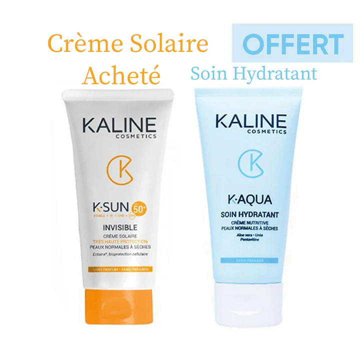 Kaline Ecran K-Sun SPF50+ Invisible 50ml = K-Aqua Soin Hydratant 50ml Offert