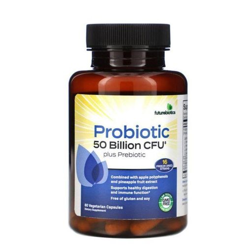 FutureBiotics Probiotic Plus Prebiotic, 50 Billion CFU,60 Capsules