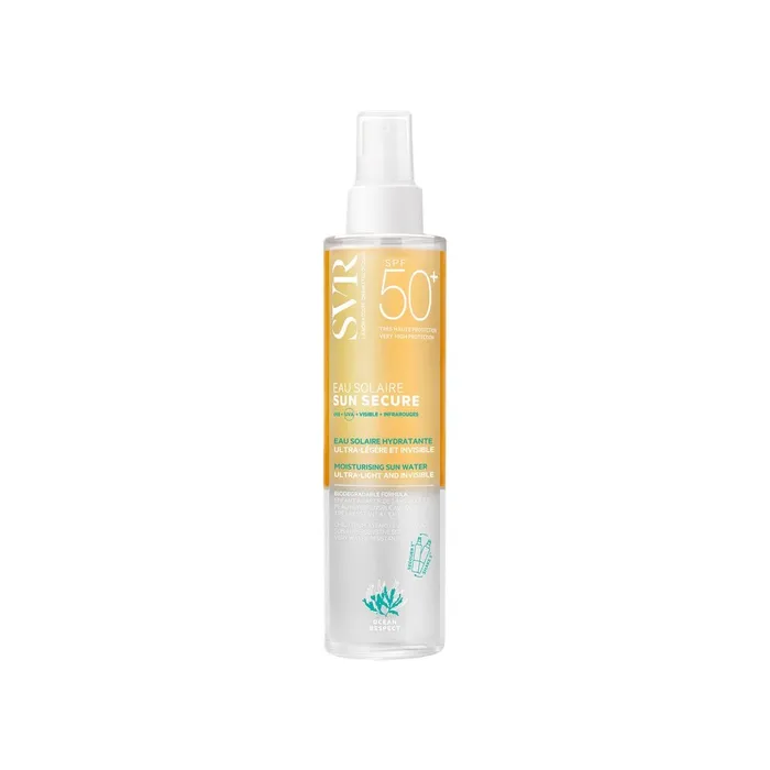 SVR SUN SECURE - Eau Solaire Hydratante SPF50+ - Visage et Corps - Peaux Hypersensibles au Soleil, 200ml