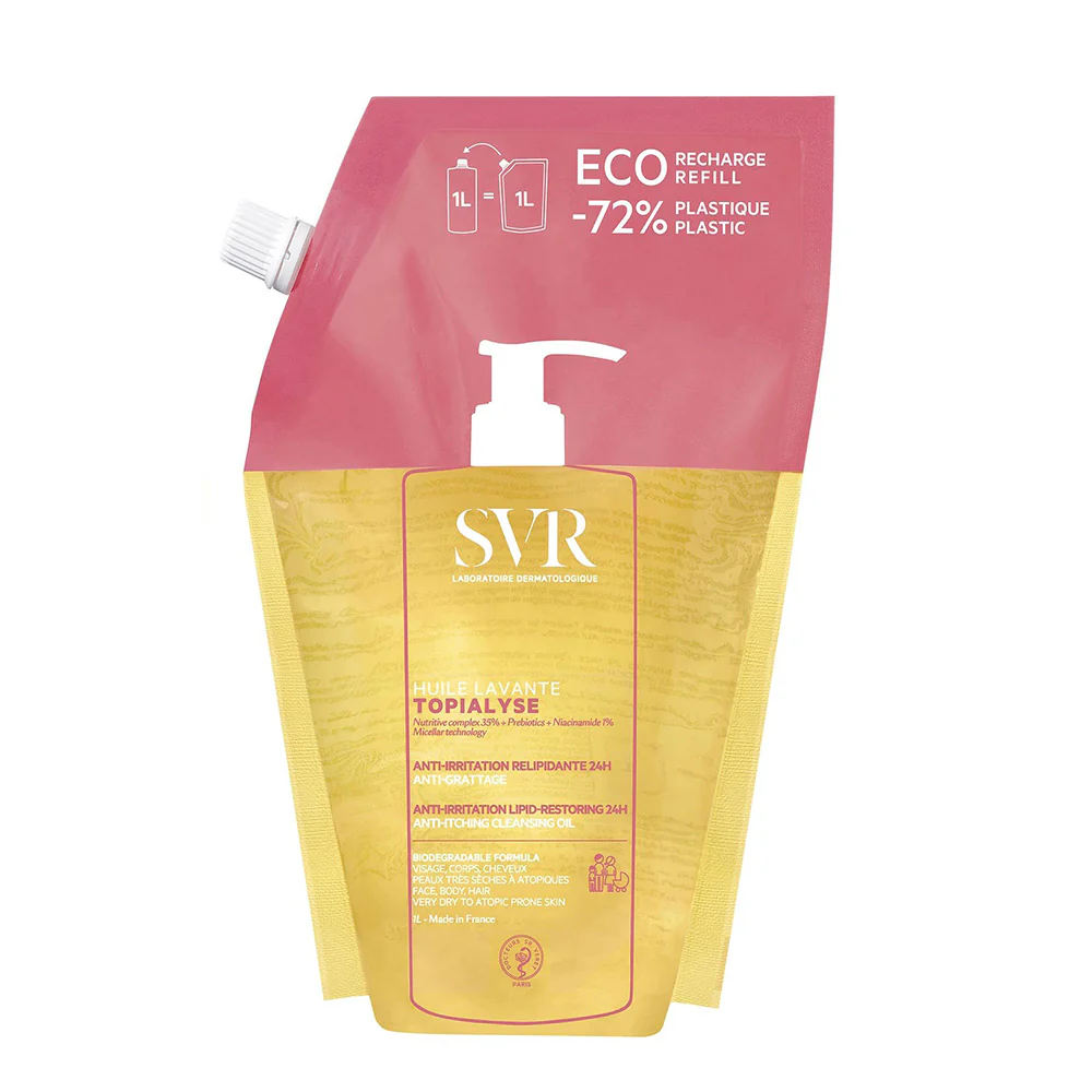 SVR TOPIALYSE - Huile Lavante Anti-Irritation Relipidante Peaux Sensibles, Éco-Recharge 1 L