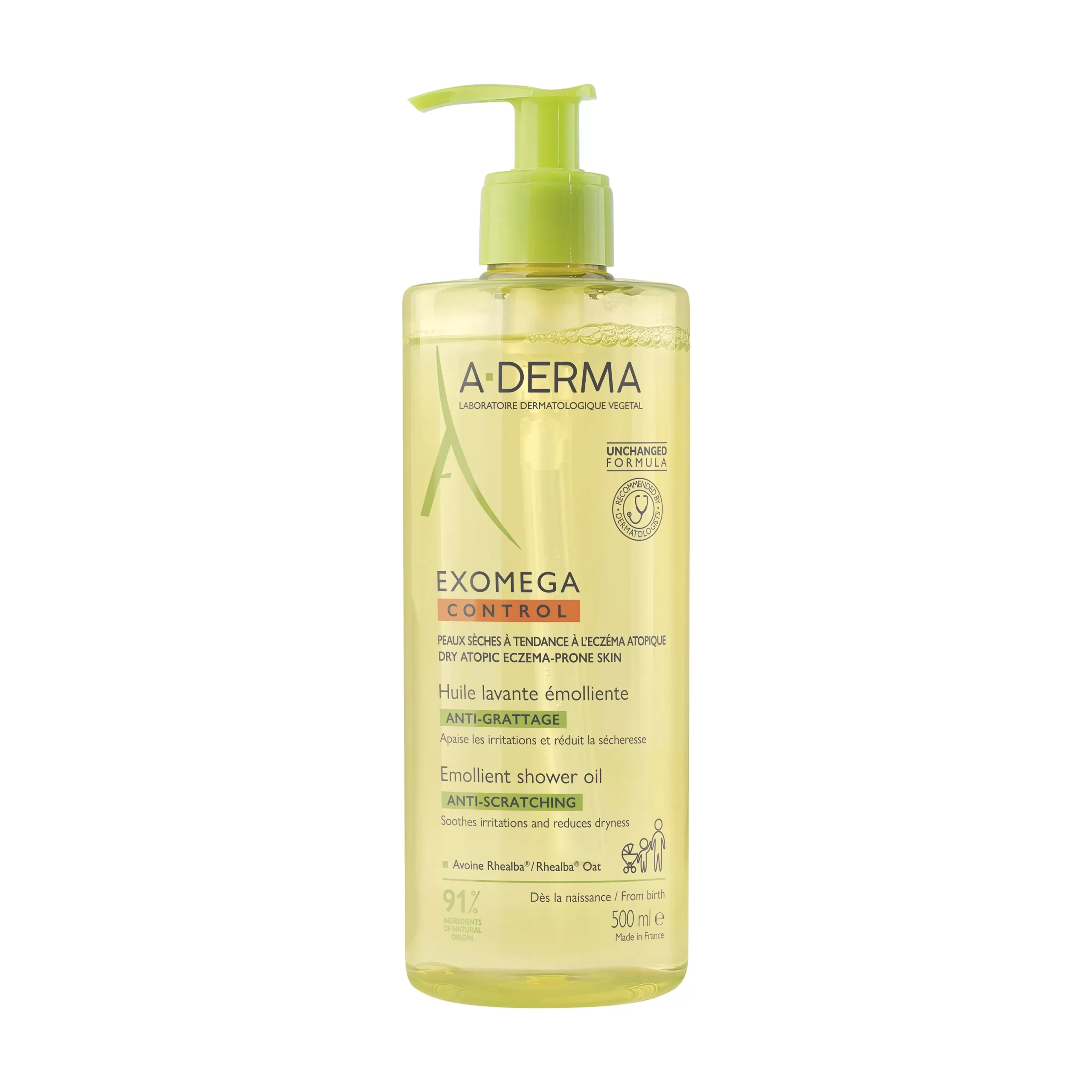 A-DERMA – Exomega Control Huile Lavante Emolliente Anti-Grattage – 500ml