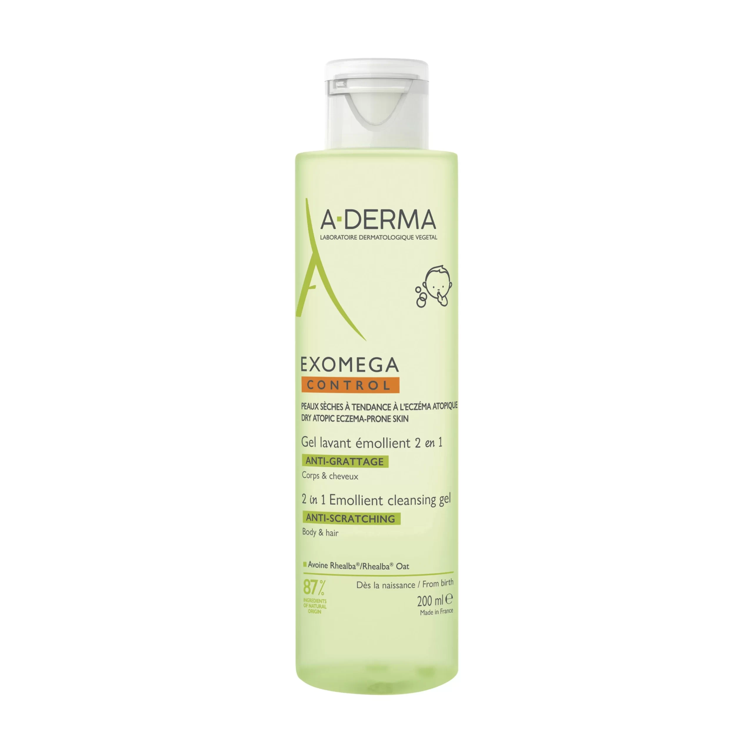 A-DERMA – Exomega Control Gel Lavant Emollient Anti-Grattage 2en1 – 200ml